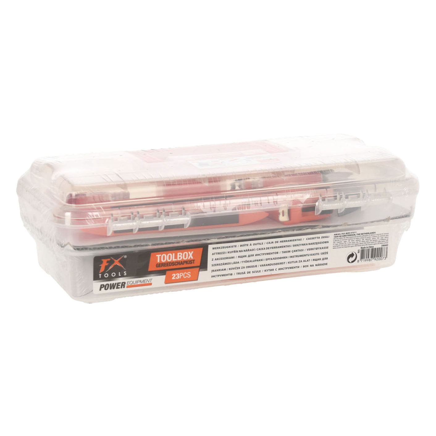 Boîte à outils en plastique avec contenu, 23dlg.