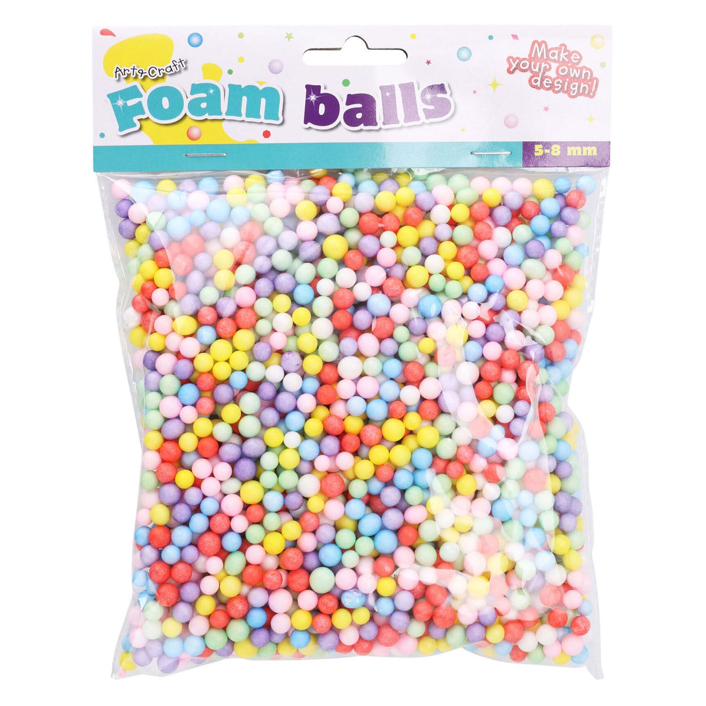 Boules foambales colorées, 5-8 mm.