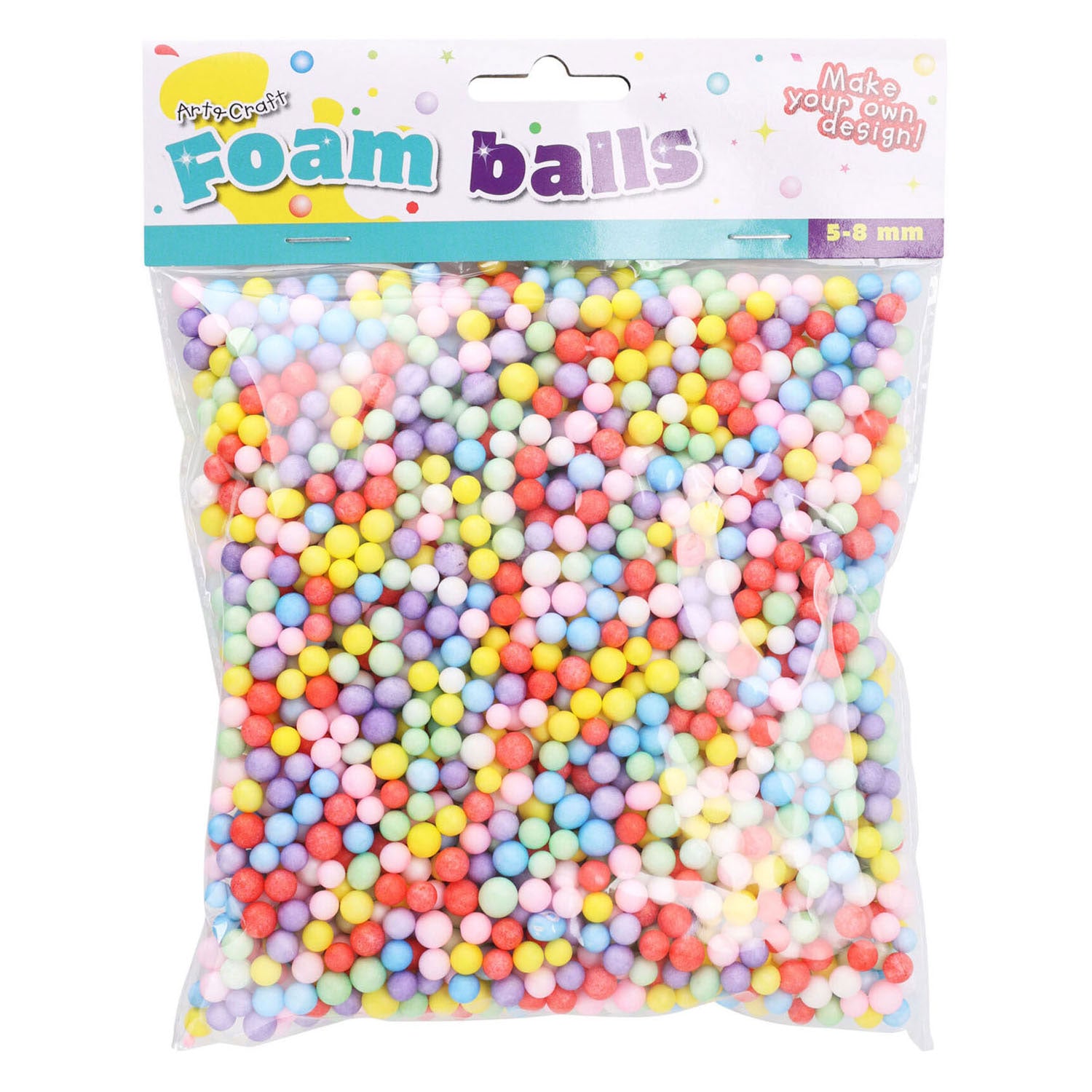 Boules foambales colorées, 5-8 mm.