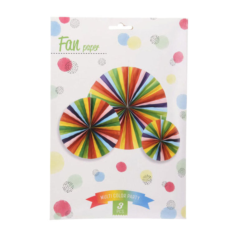 Multi-couleurs de papier de ventilateur, ensemble de 3
