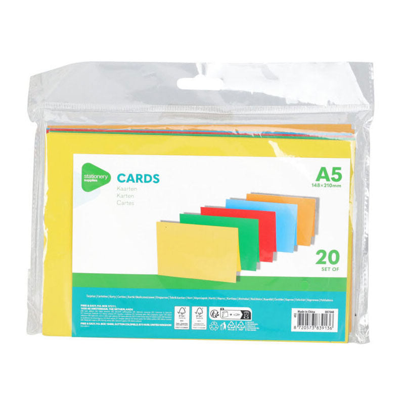 Cartes colorées A5, 20e.