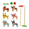 Jeu de croquet en bois avec animaux de la ferme