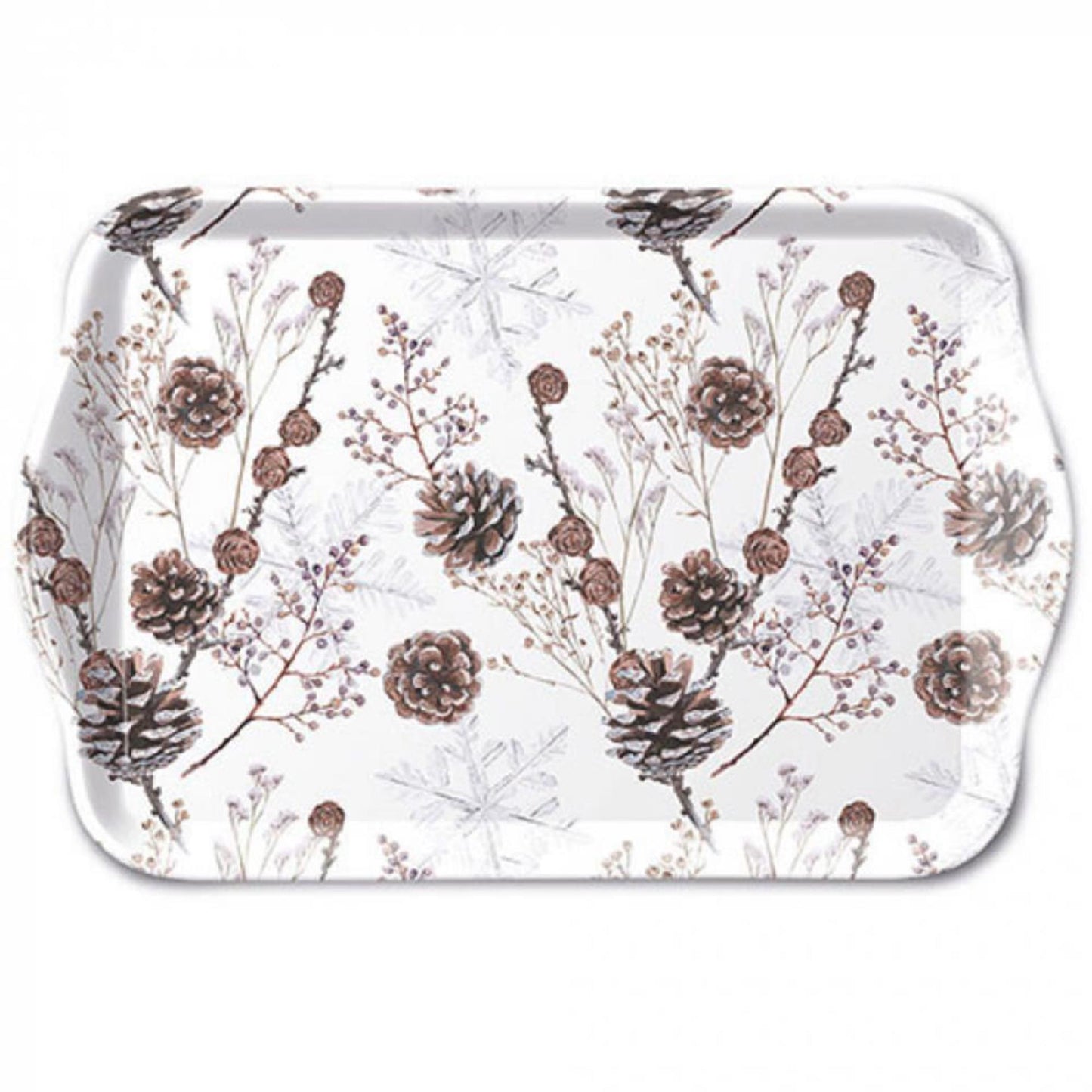 Plateau Ambiente 13x21cm pommes de pin blanc