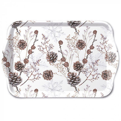 Plateau Ambiente 13x21cm pommes de pin blanc
