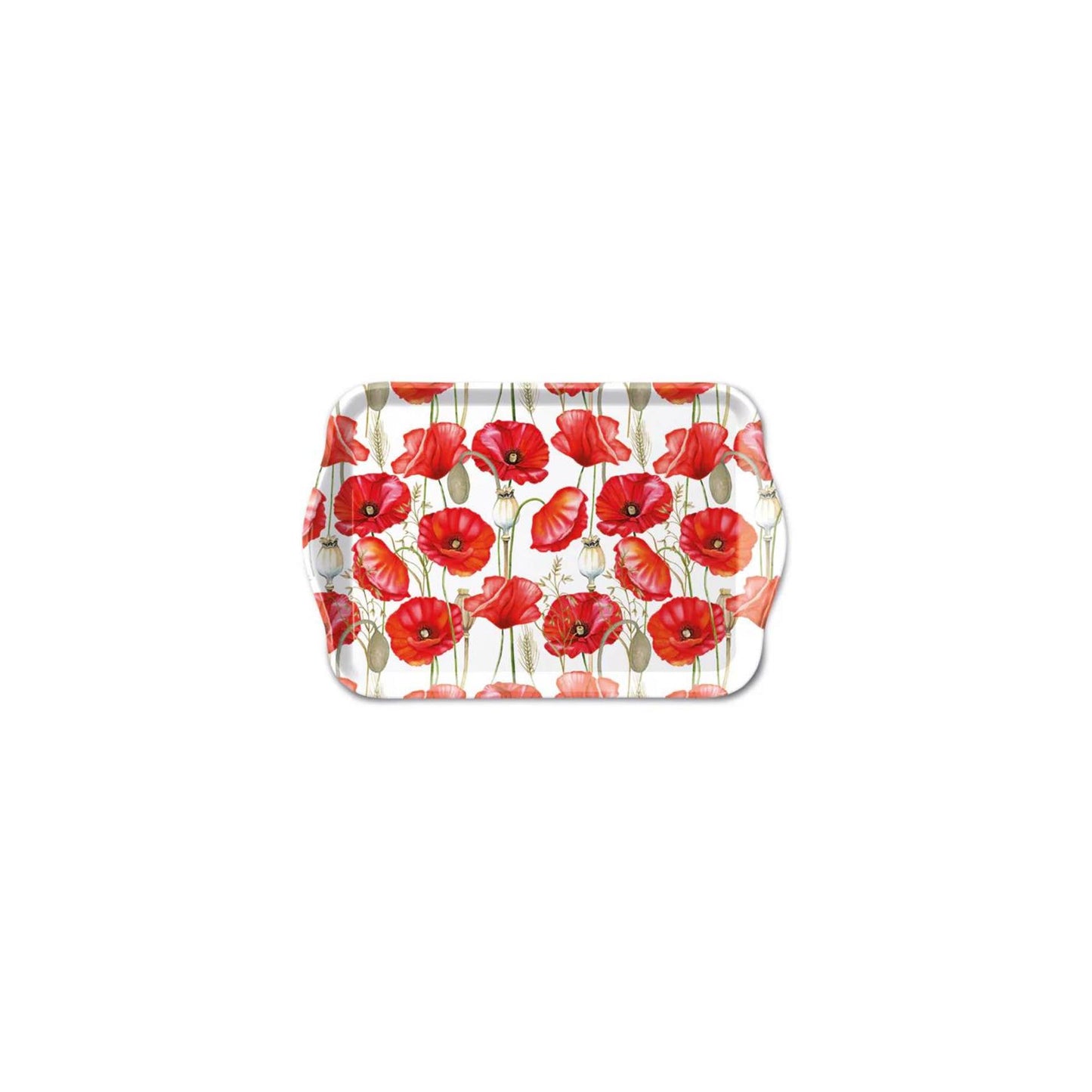 Plateau Ambiente mélamine 13x21cm coquelicot all over blanc