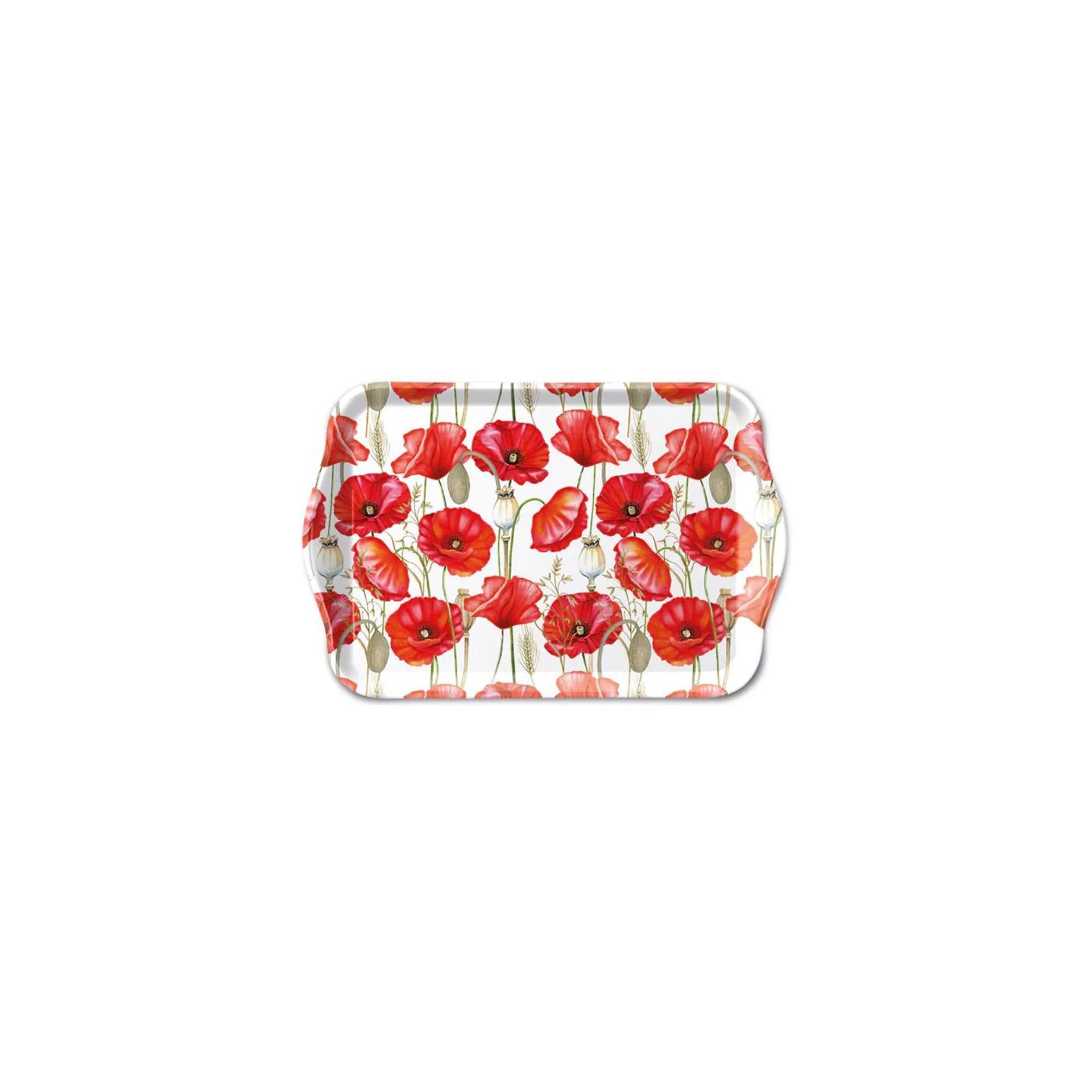 Plateau Ambiente mélamine 13x21cm coquelicot all over blanc