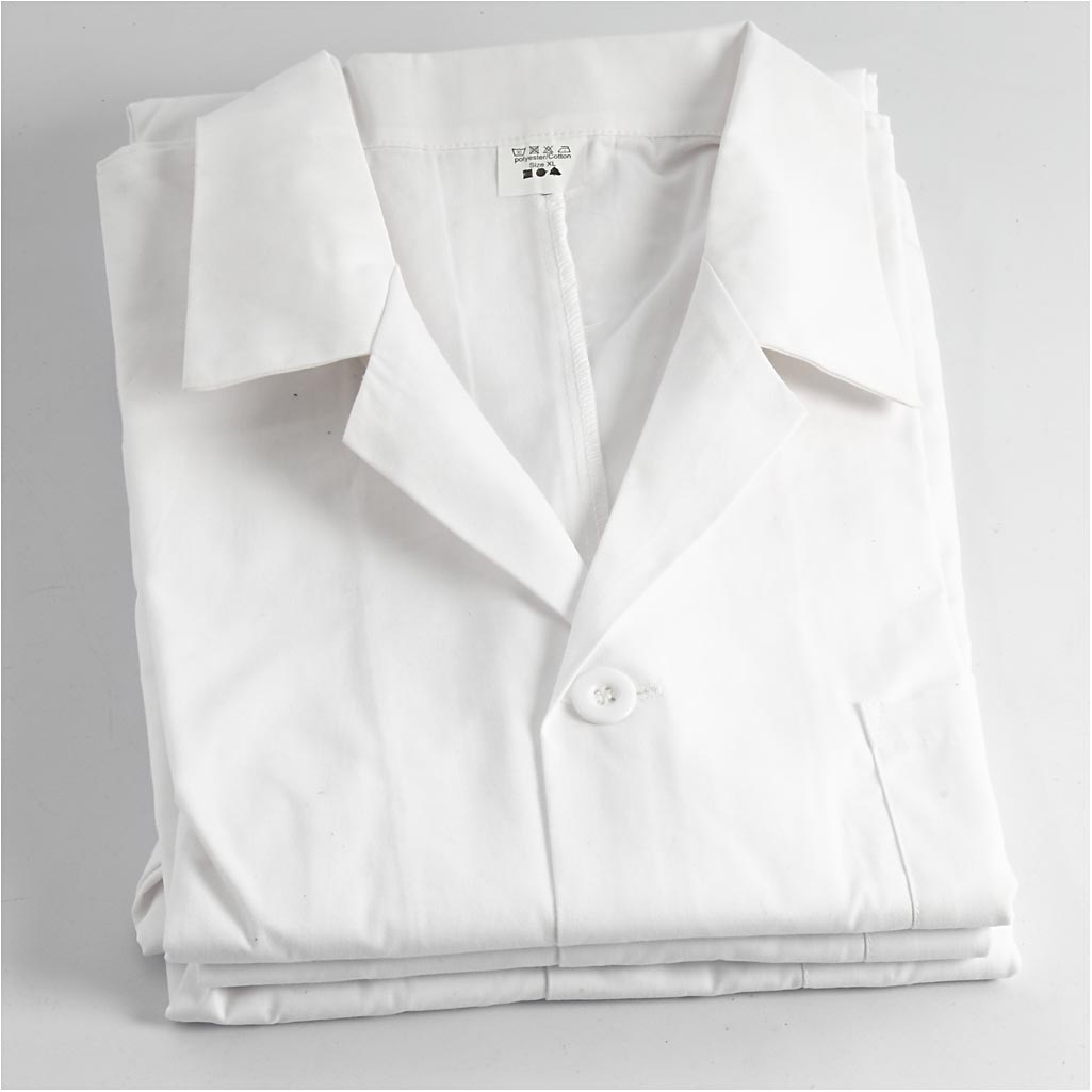 Manteau anti-poussière Creativ Company, L : 78 cm, taille small, longueur des manches 58 cm, blanc, 1 pièce
