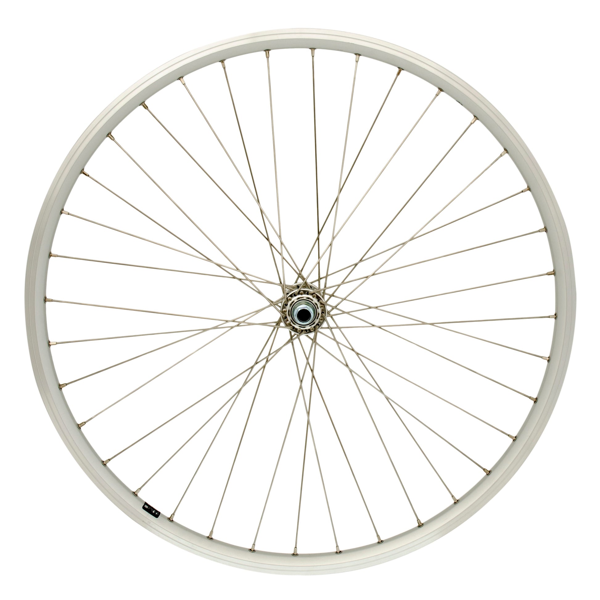 Roue avant Cordo 26 19-559 axe plein rayons en acier inoxydable argent