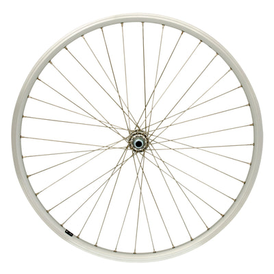 Roue avant Cordo 26 19-559 axe plein rayons en acier inoxydable argent