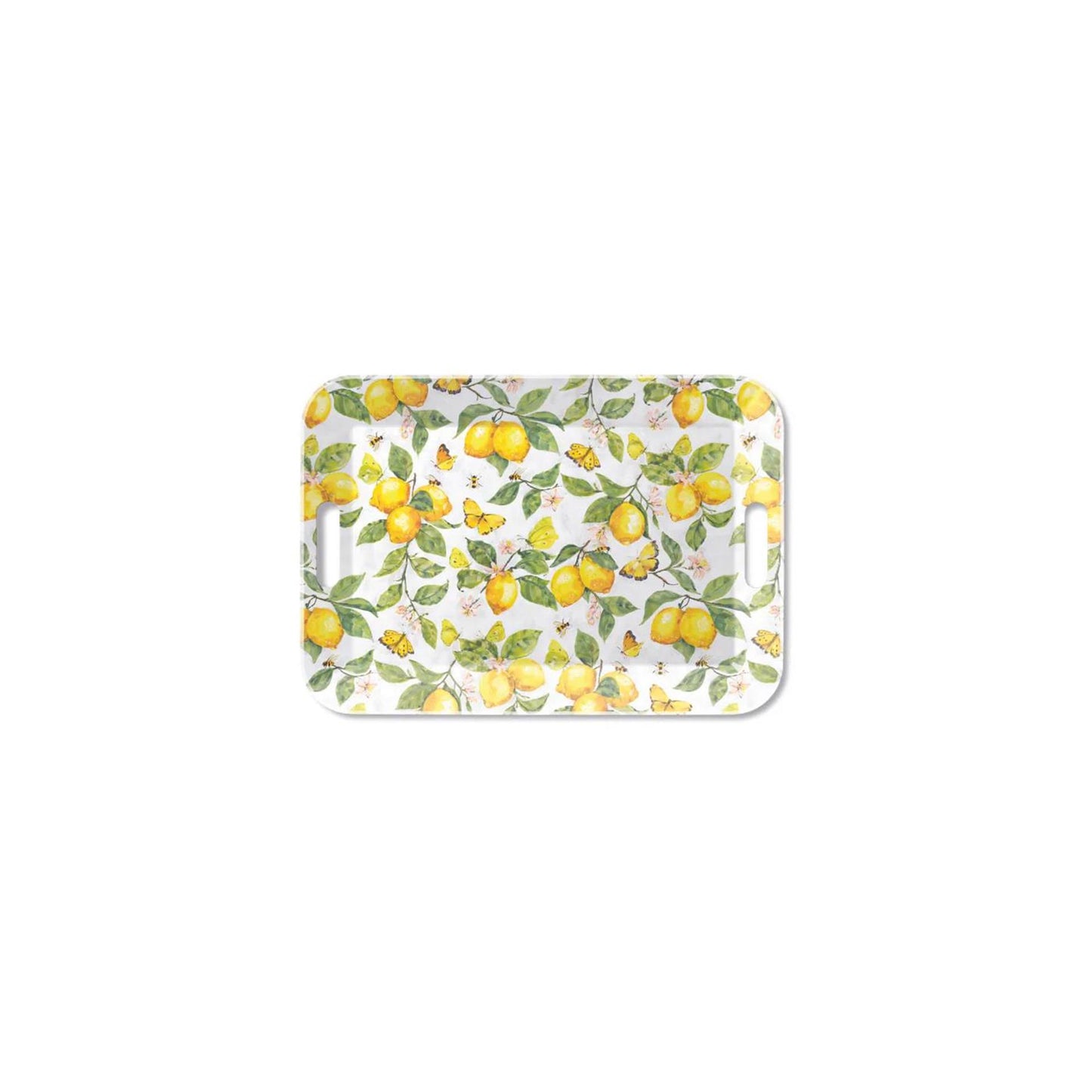 Plateau Ambiente mélamine 33x47cm citrons frais blanc