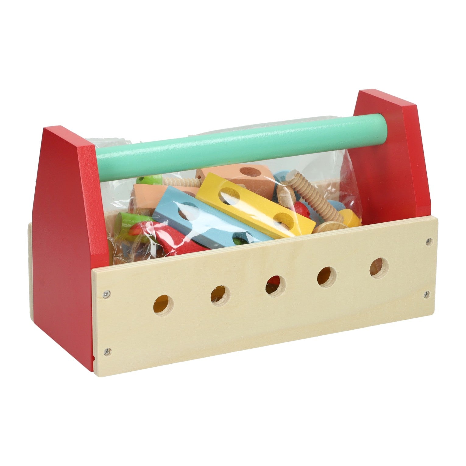 Boîte à outils en bois pour enfants - 25x12x14cm