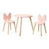 Ensemble table et 2 chaises en bois papillon - rose