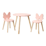 Ensemble table et 2 chaises en bois papillon - rose - afbeelding 1