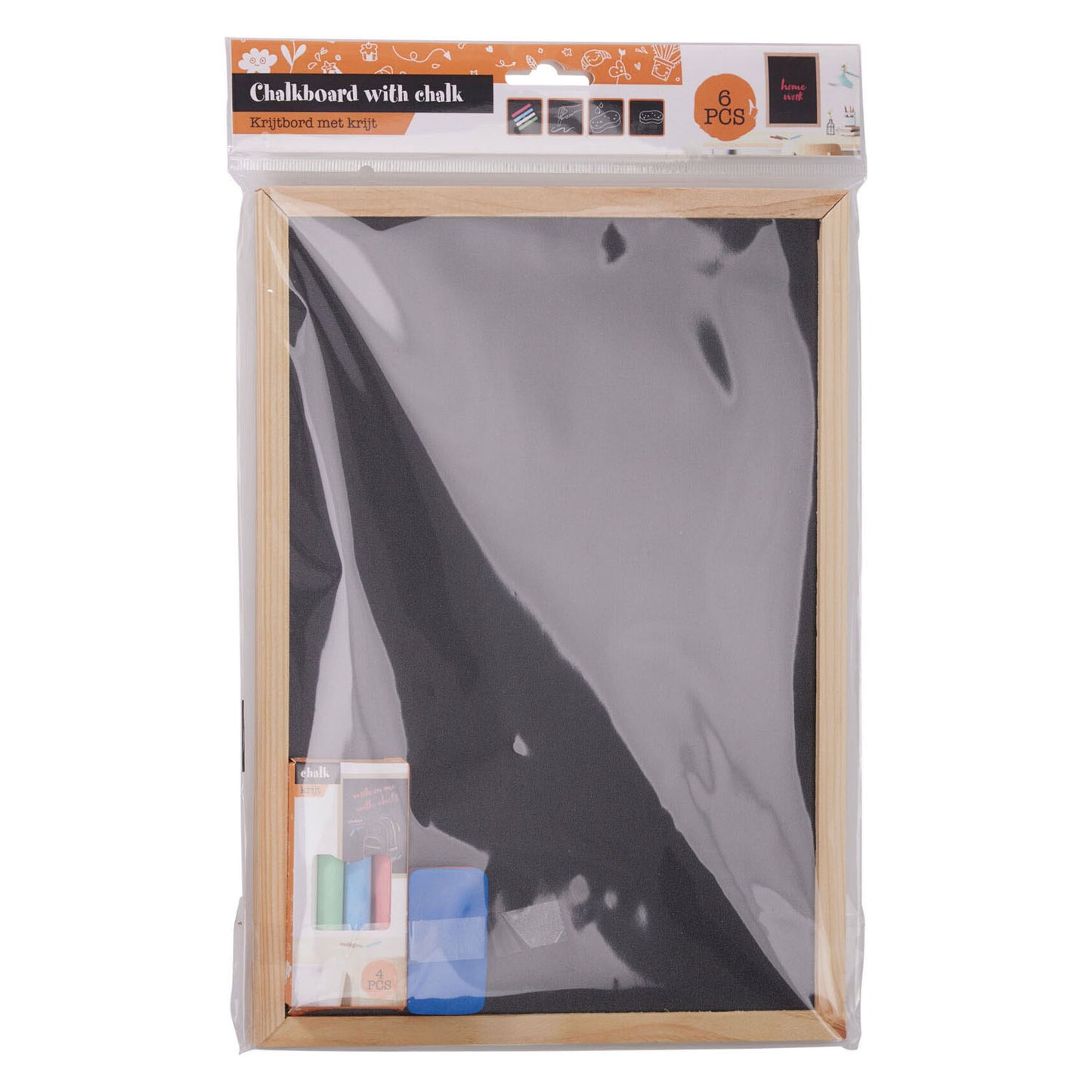 Chalkboard 21x30cm with 4 chalks and sponge