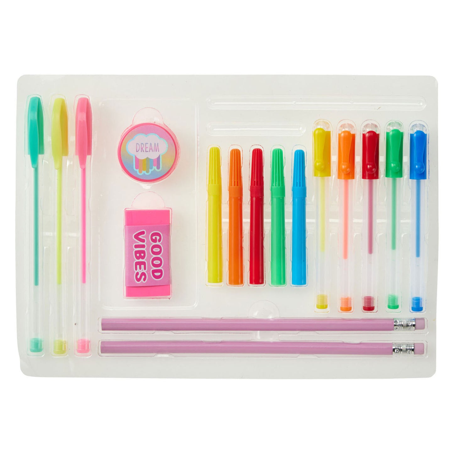 Ensemble de papeterie joyeux - avec carnet et autocollants - 19 pcs.