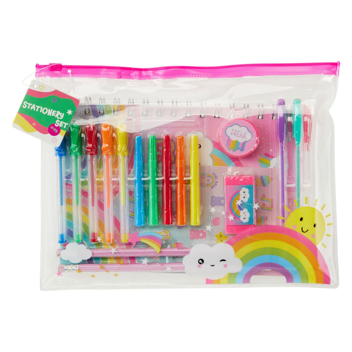 Ensemble de papeterie joyeux - avec carnet et autocollants - 19 pcs.