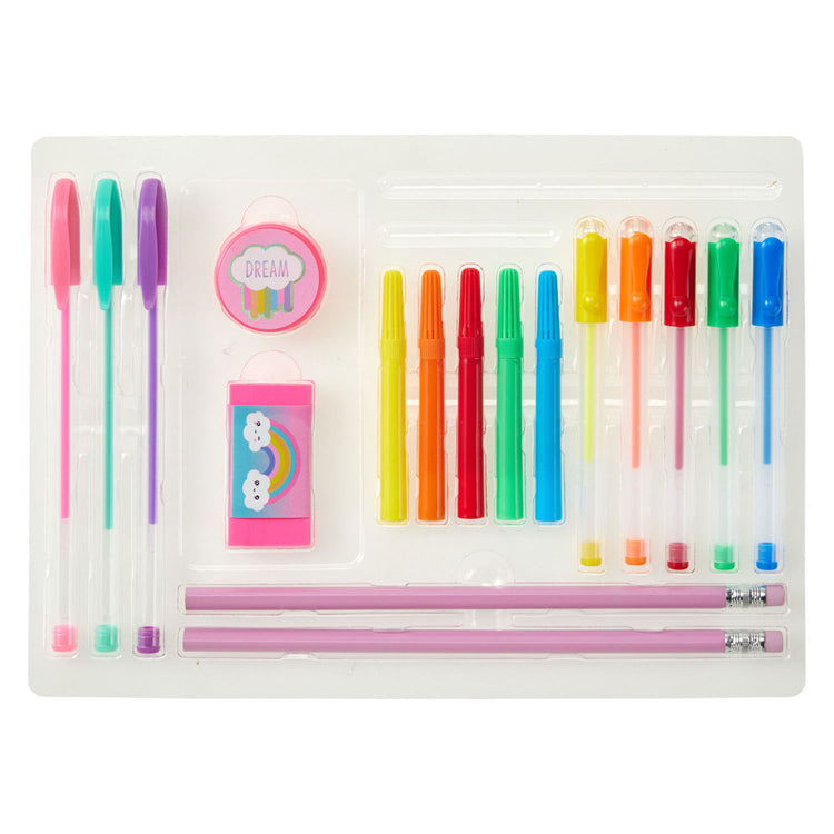 Ensemble de papeterie joyeux - avec carnet et autocollants - 19 pcs.