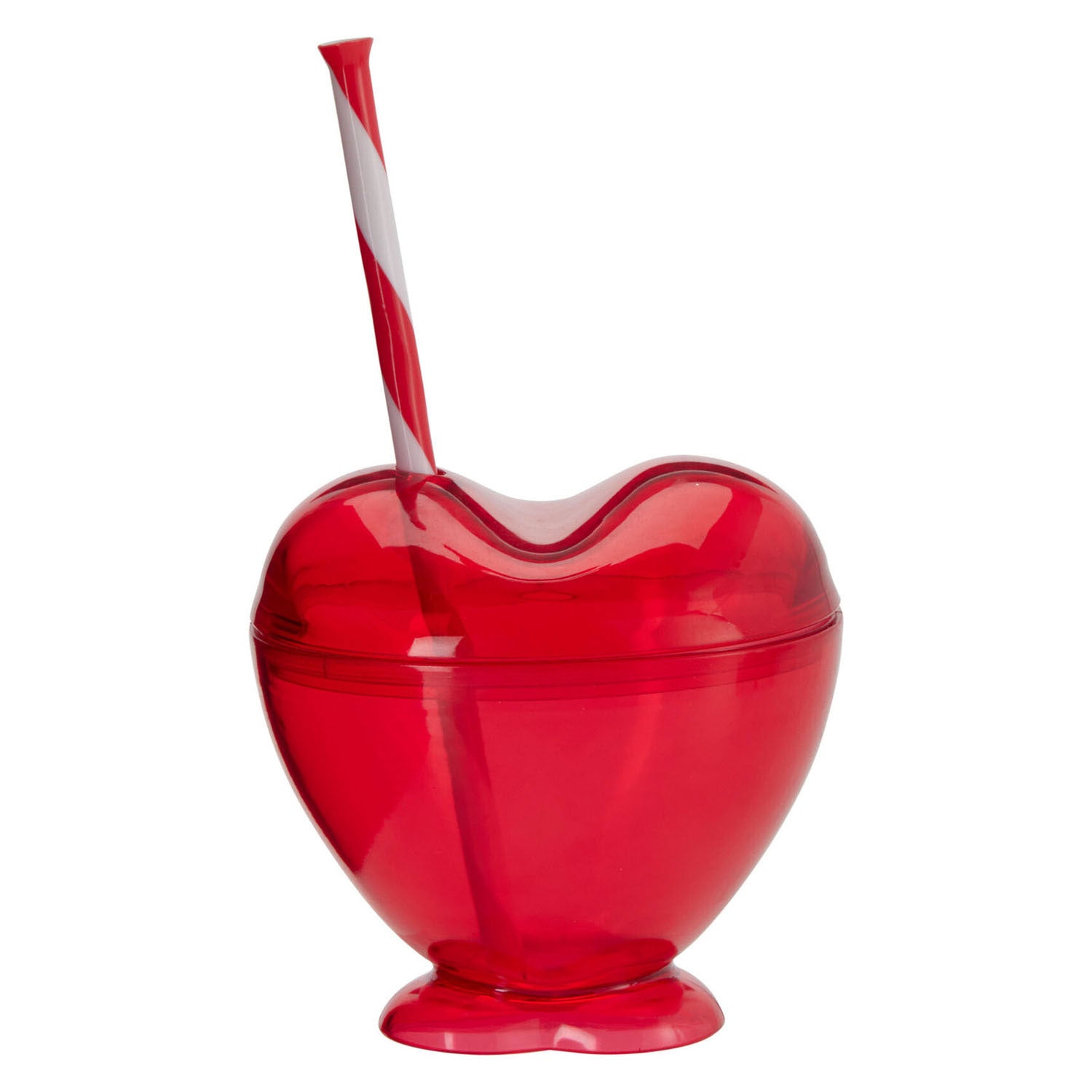 Gobelet en forme de cœur 350 ml avec paille