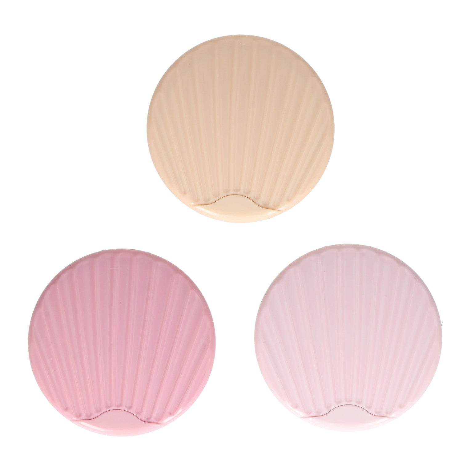 Miroir de poche rond double face en forme de coquille