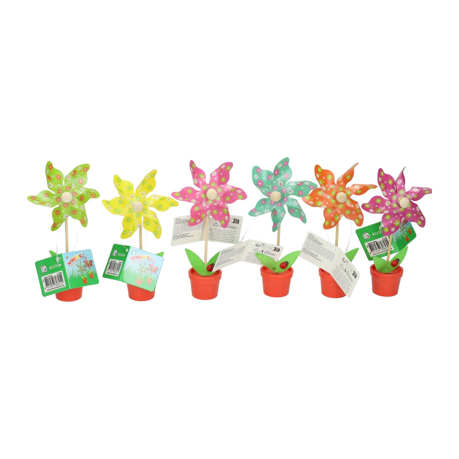 Joyeux moulin à vent en pot de fleur - 24 pcs.