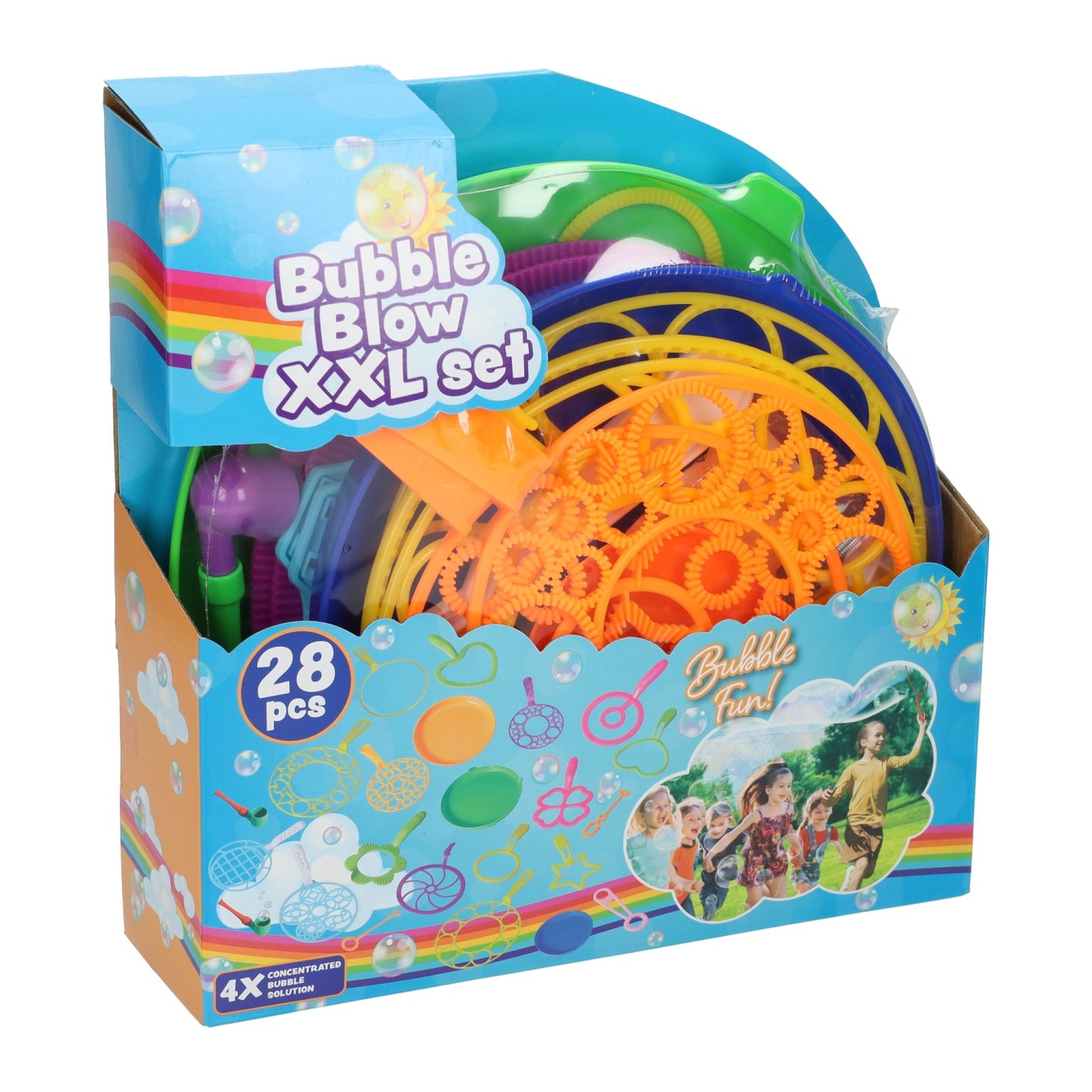 Kit de soufflage de bulles XXL avec 28 pièces - incl. 4 bouteilles