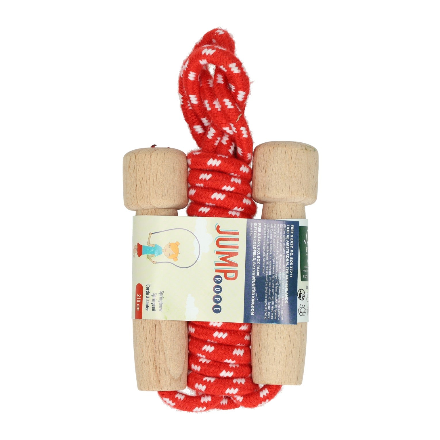 Corde à sauter avec poignées en bois - 210 cm