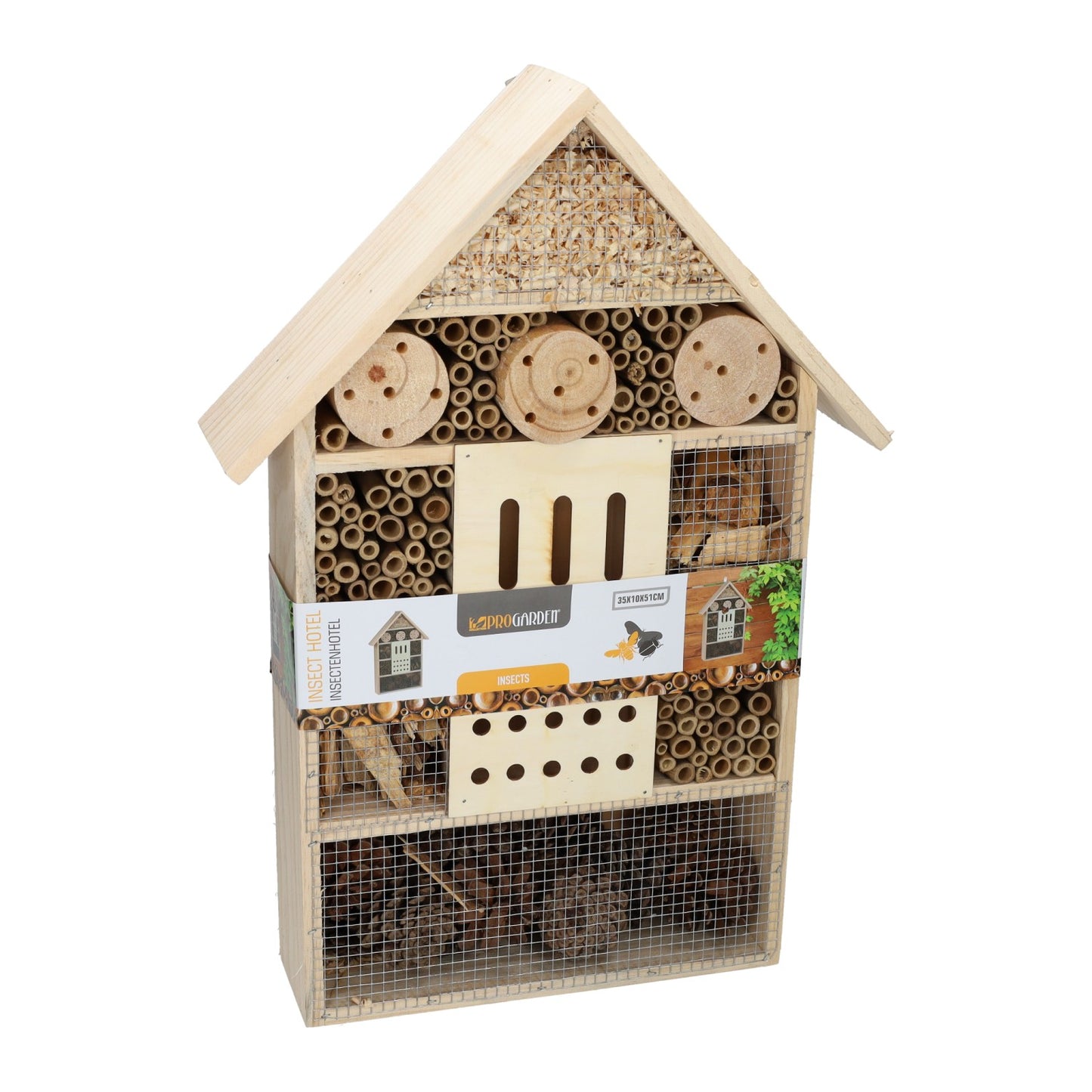 Grand hôtel à insectes en bois - 35x10x51cm