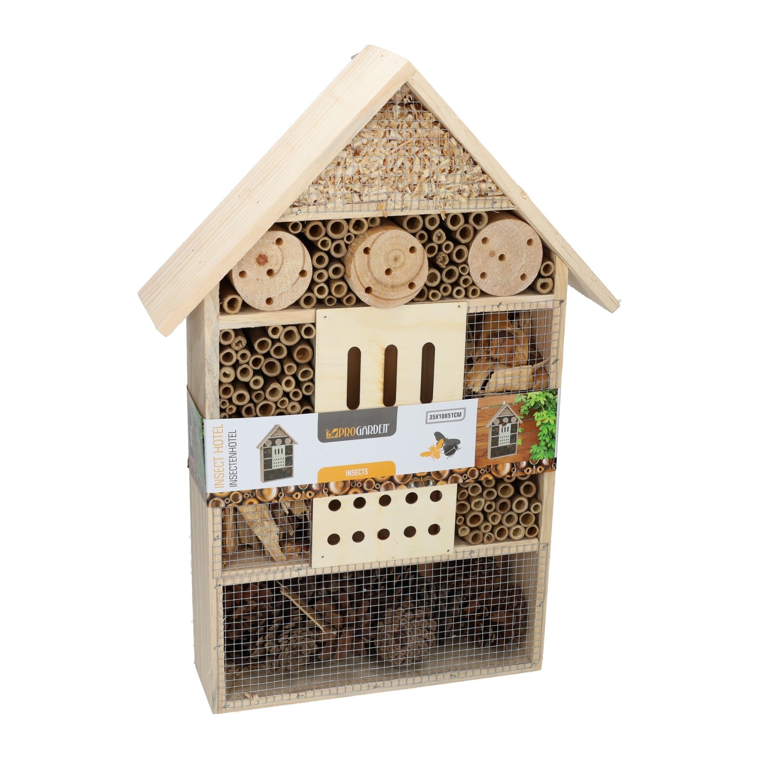 Grand hôtel à insectes en bois - 35x10x51cm