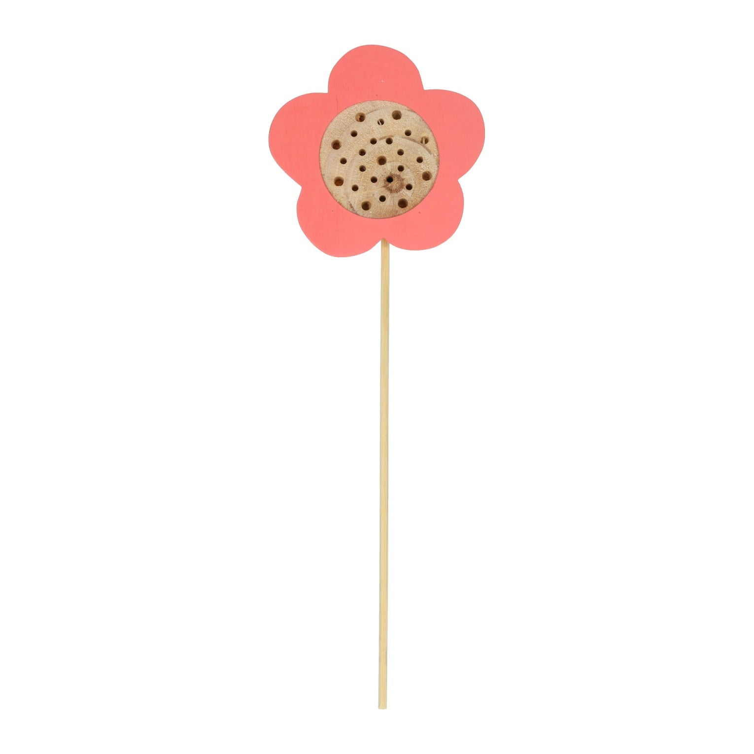 Hôtel à abeilles en bois sur brochette en forme de fleur