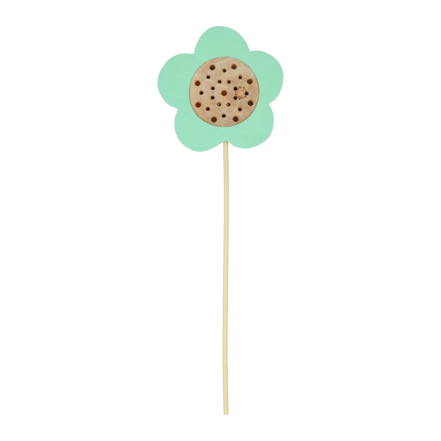 Hôtel à abeilles en bois sur brochette en forme de fleur