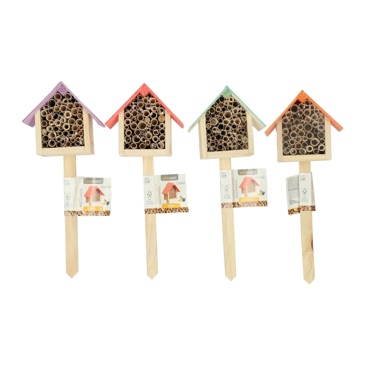 Hôtel à insectes en bois sur brochette