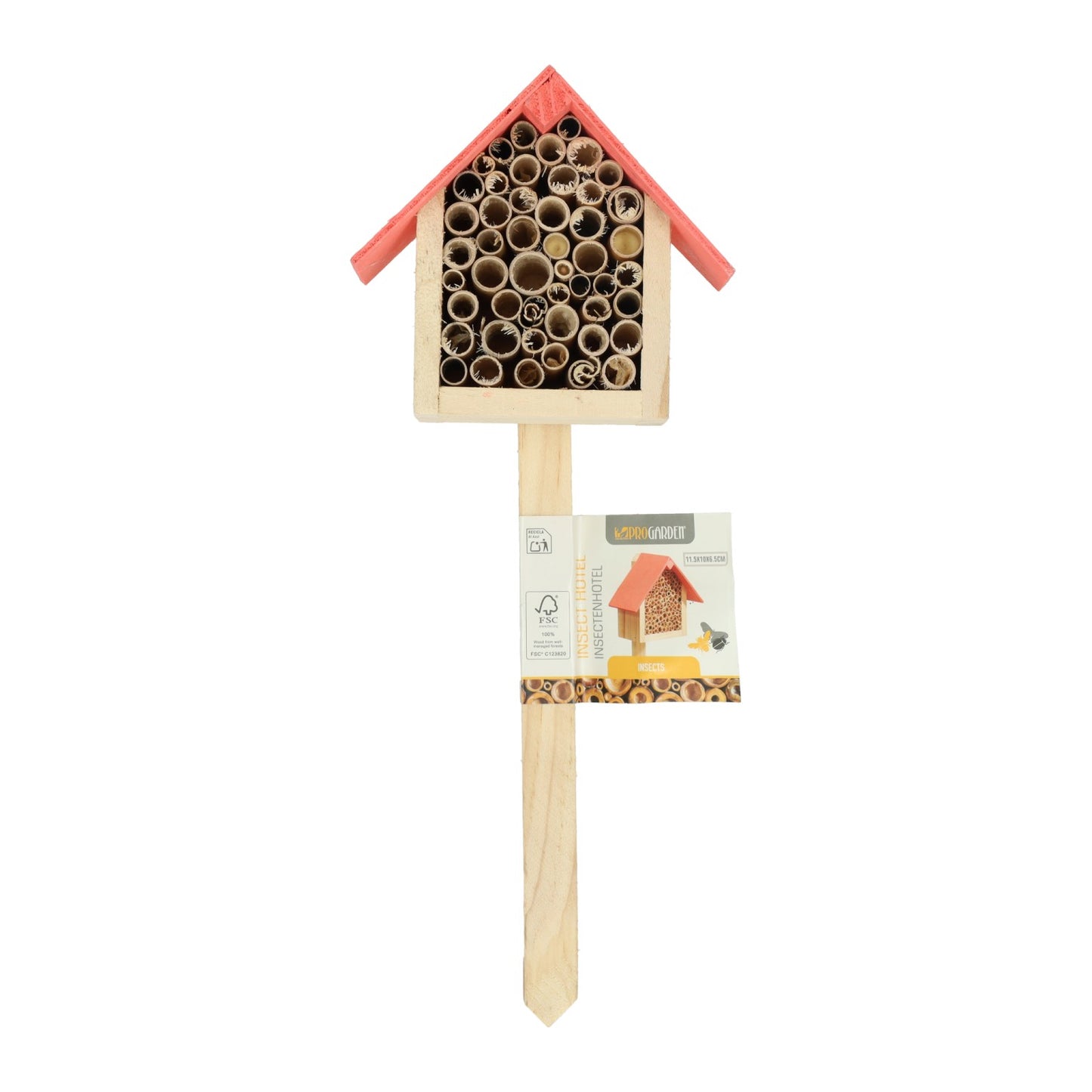 Hôtel à insectes en bois sur brochette