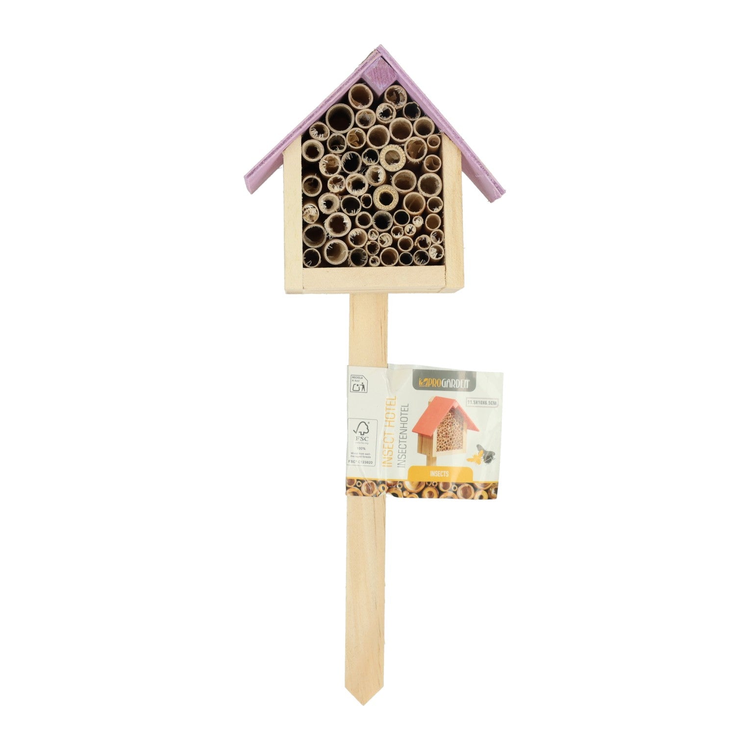 Hôtel à insectes en bois sur brochette