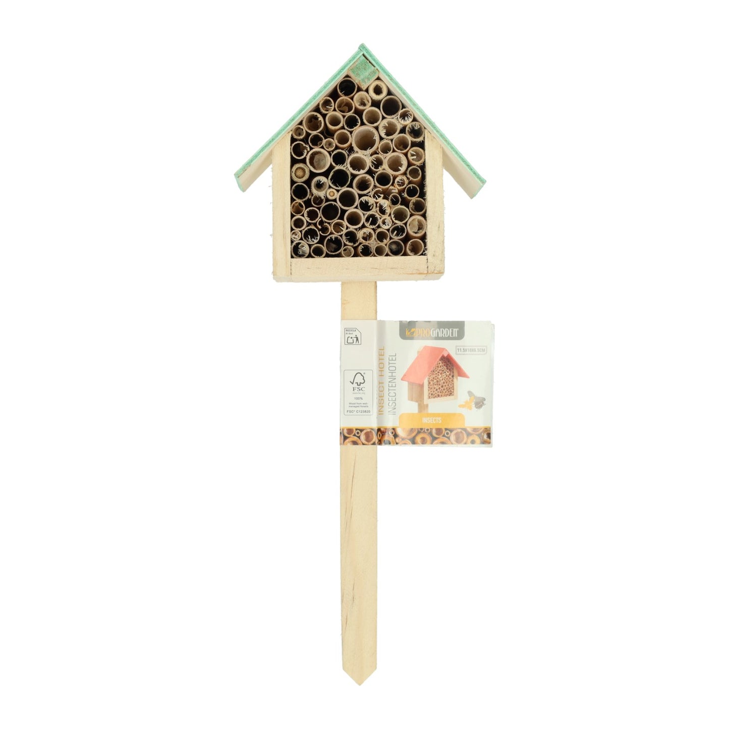 Hôtel à insectes en bois sur brochette