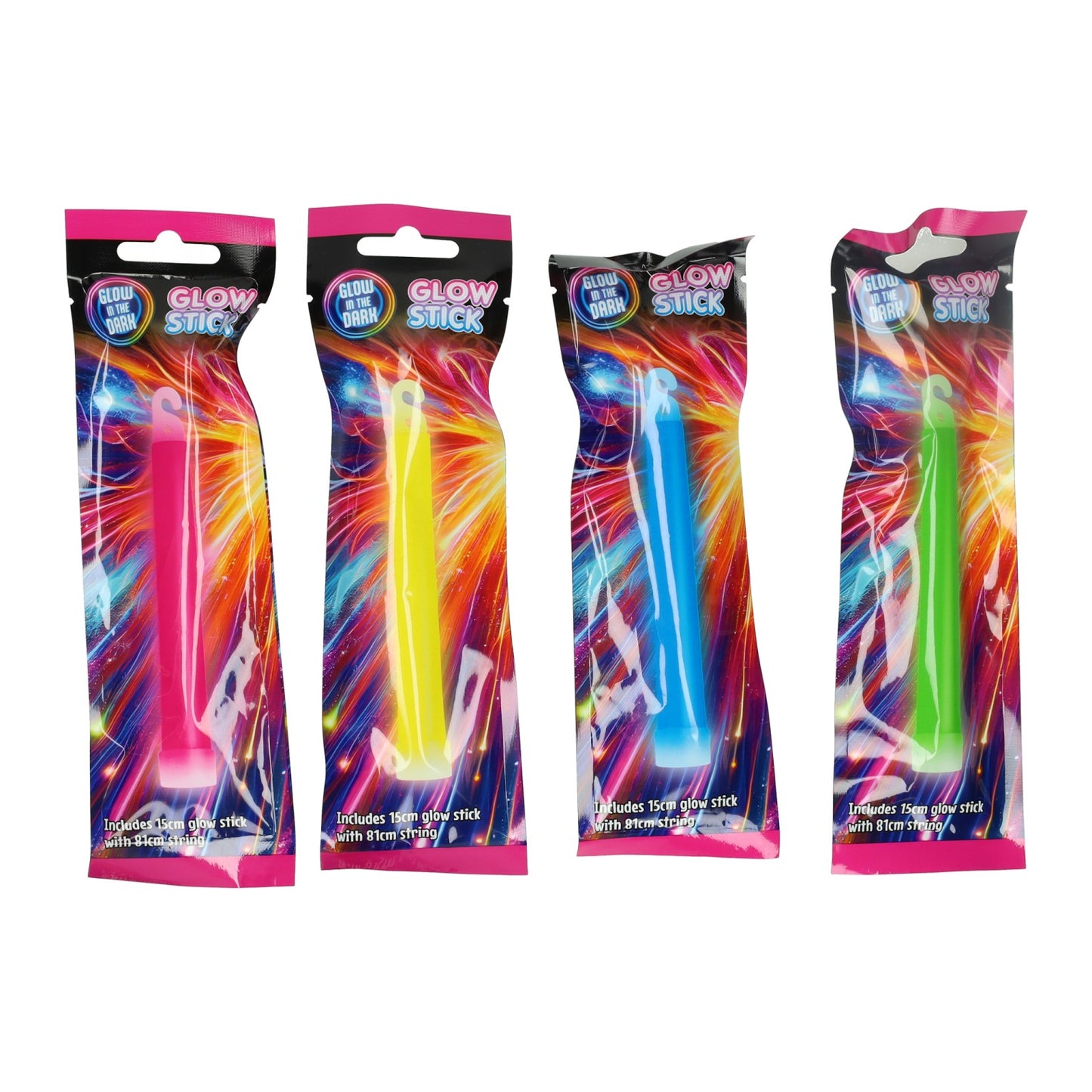Tiges phosphorescentes 15 cm avec cordon