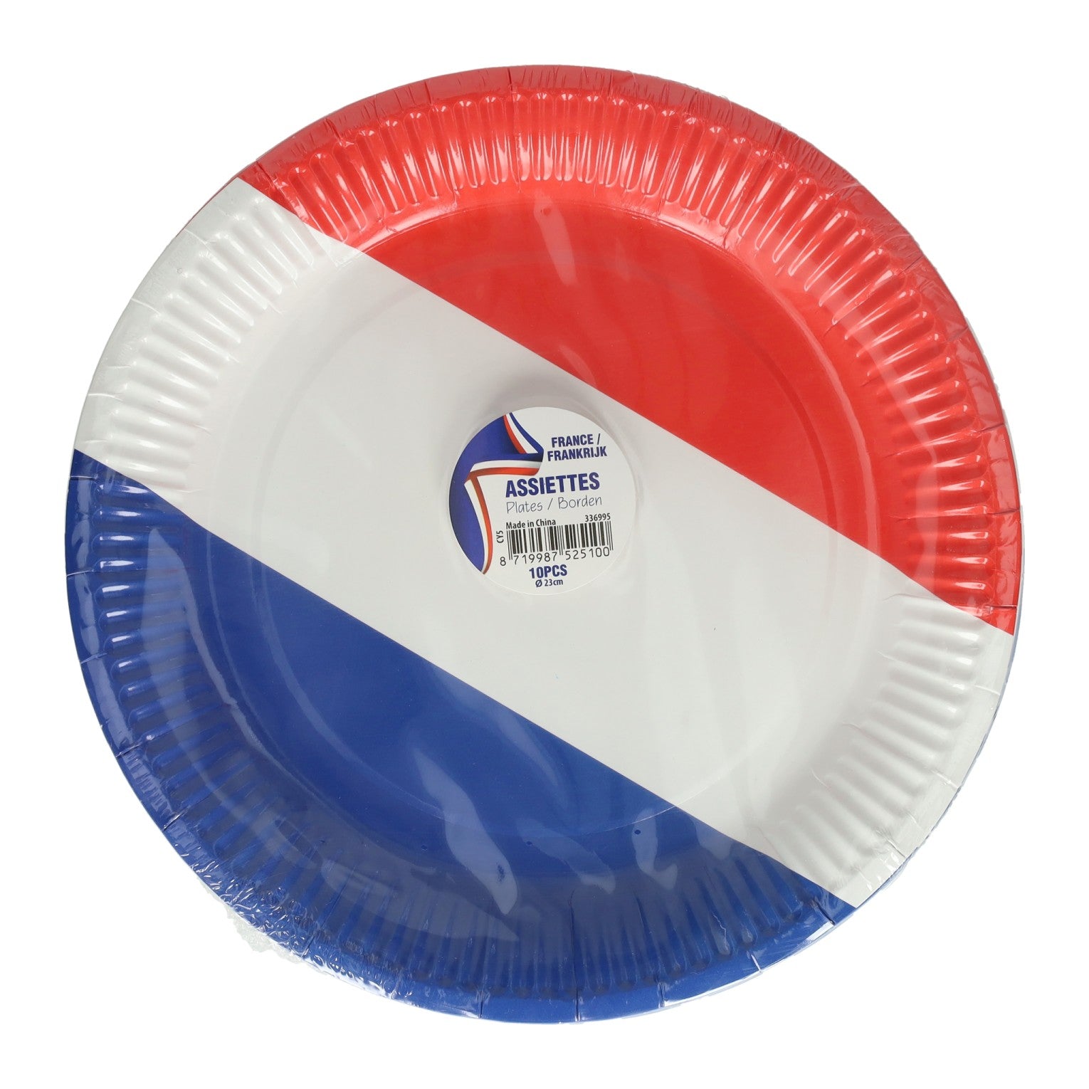 Assiette en carton 23cm drapeau français néerlandais
