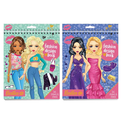 Besties Fashion Design Color and Sticker Book