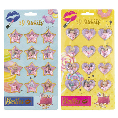 Besties grafix 3d autocollants à paillettes pack de 12