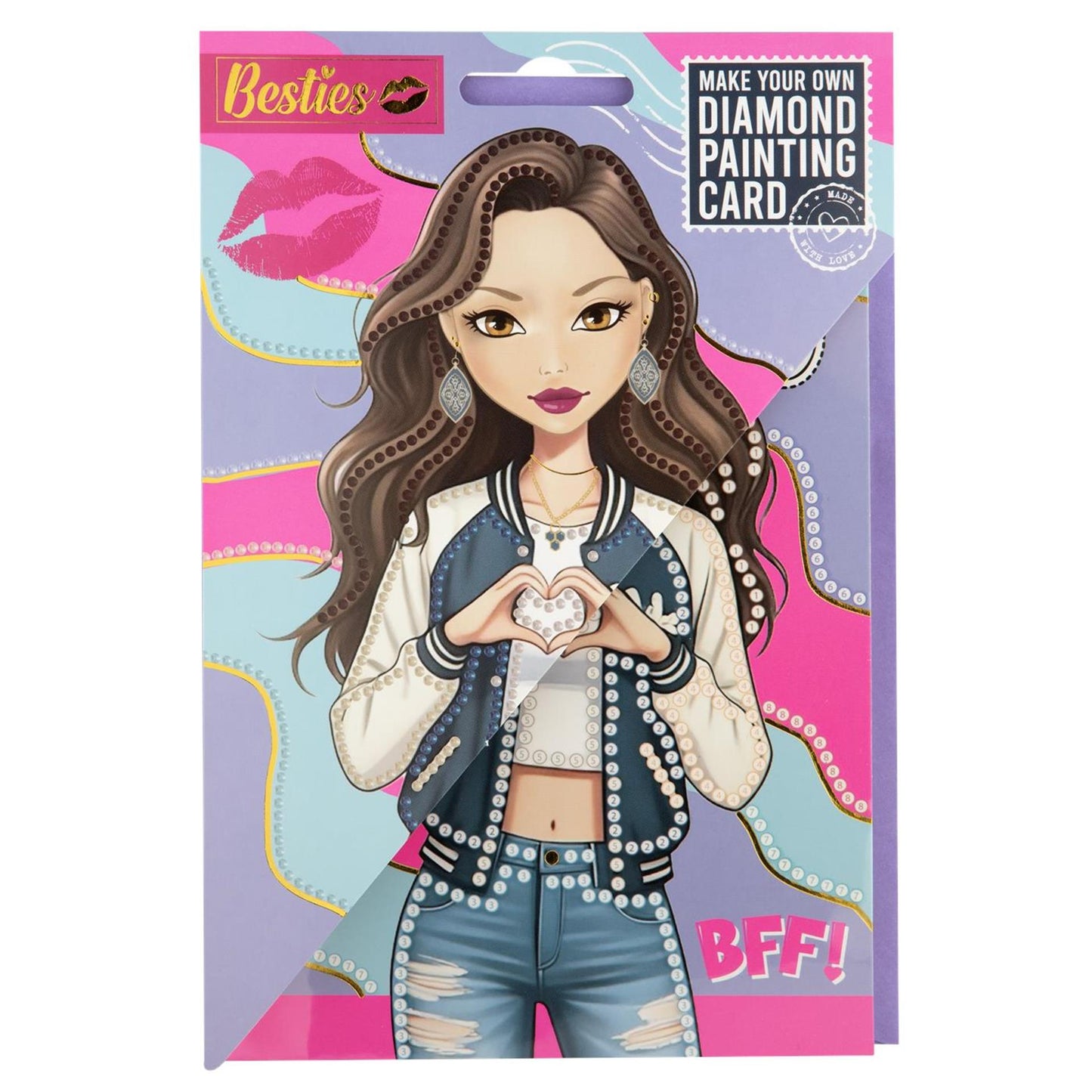 Carte de peinture diamant Besties + enveloppe