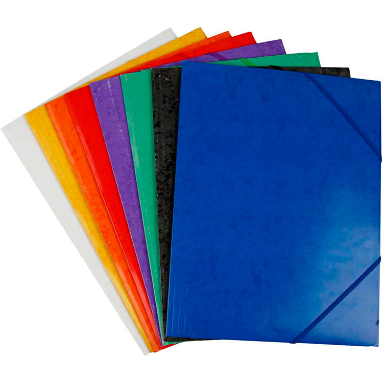 Dossier avec rabat et élastiques, a4, format 22,9×32,4 cm, différentes couleurs, 8x3 pièces, 24 pièces 1 boîte