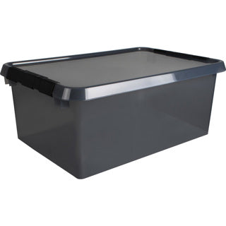 Boîte de rangement Comfort Line 45 litres transparent gris noir 60 x 40 x 26 cm | 2 pièces