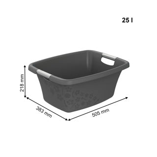 Basket Rotho à laverie 25 litres fleurs gris