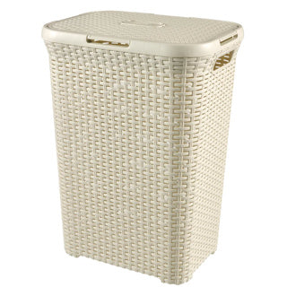 Panier à linge de style Curver Curver avec couvercle 60L blanc