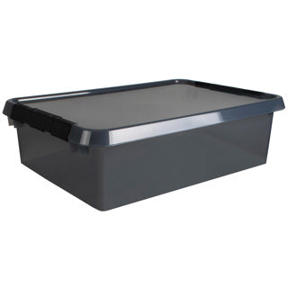 Boîte de rangement Comfort Line 32 litres transparent gris noir 60 x 40 x 18 cm | 2 pièces
