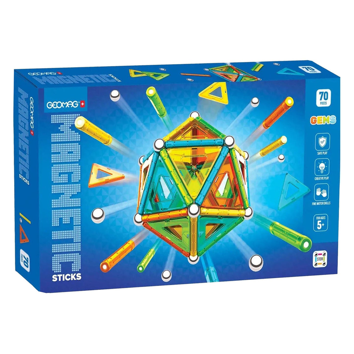 Ensemble de pierres précieuses de bâtons magnétiques Geomag - 70 pièces.