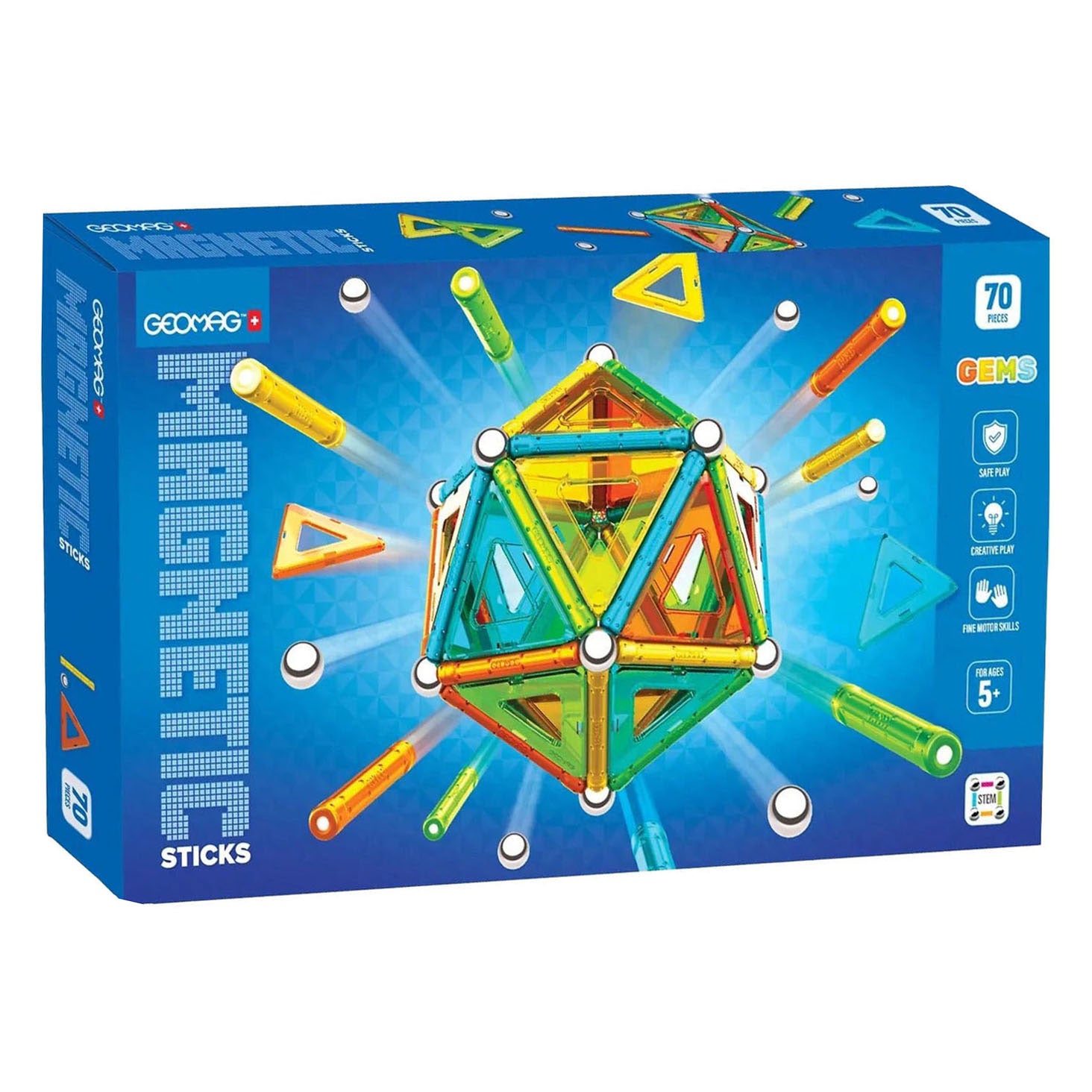 Ensemble de pierres précieuses de bâtons magnétiques Geomag - 70 pièces.