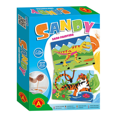 Dinosaure et tigre de peinture de sable de sable