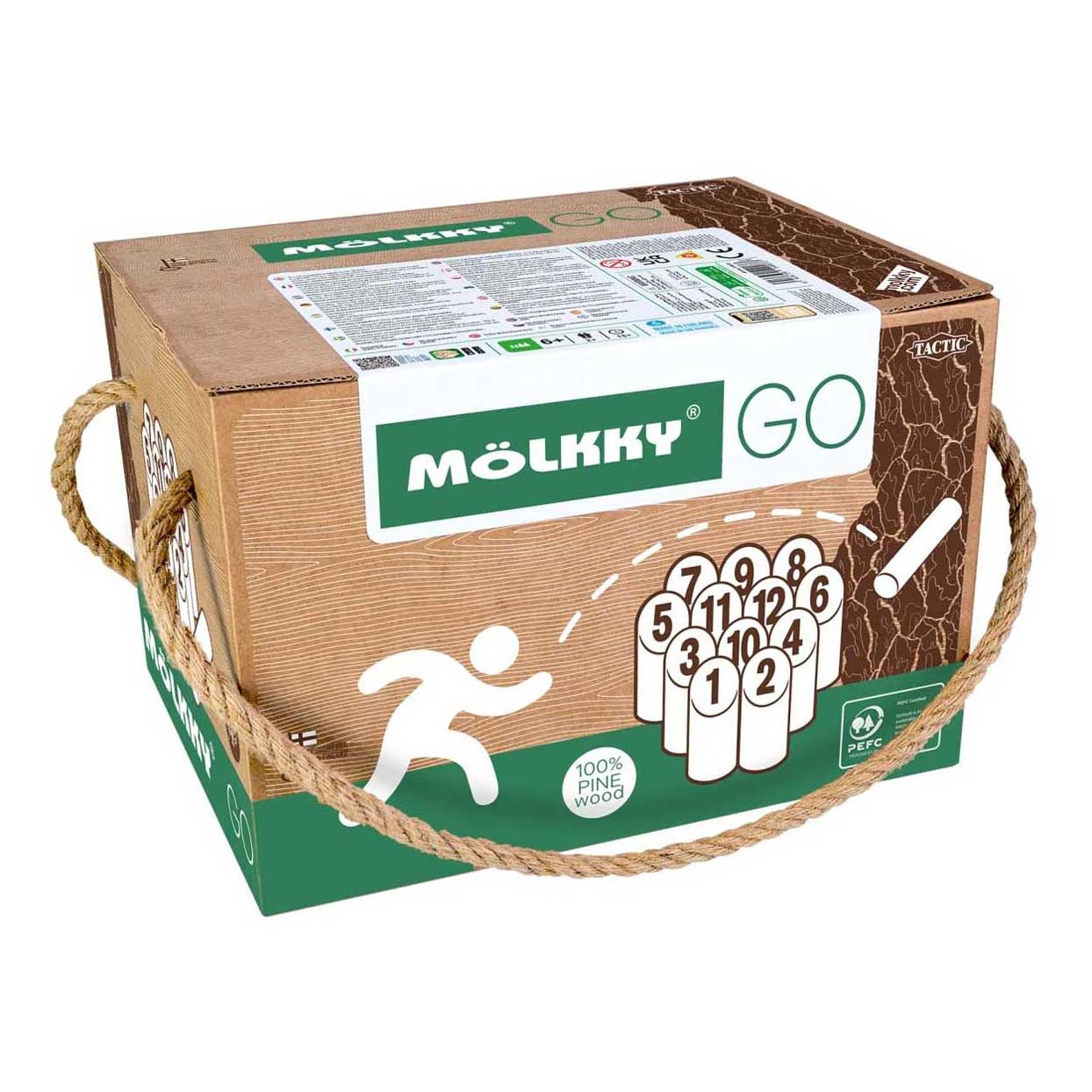 Selecta molkky go jeu de lancer en pin avec 12 cônes
