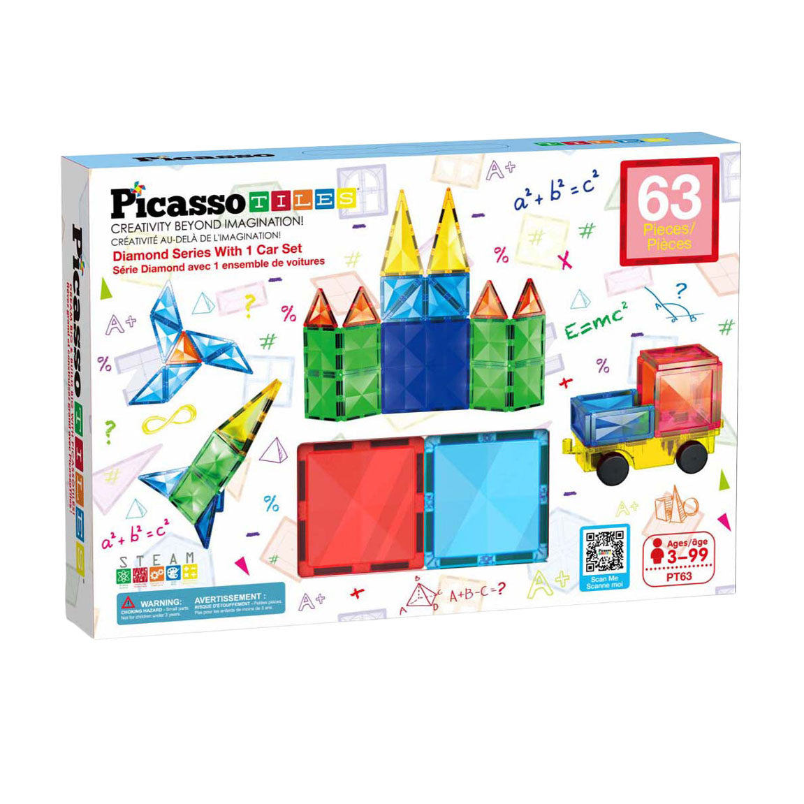 Selecta picassotiles série diamant - tuiles de construction magnétiques - 63 pcs.
