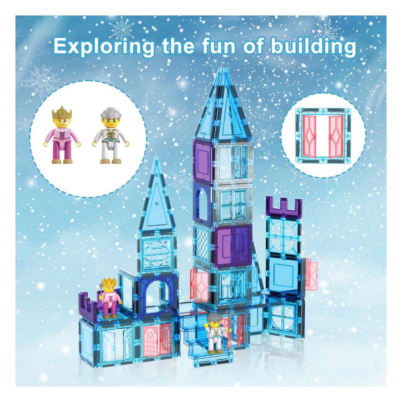 Selecta Picassotiles Winter Thème - Tiles de construction magnétique, 72dlg.